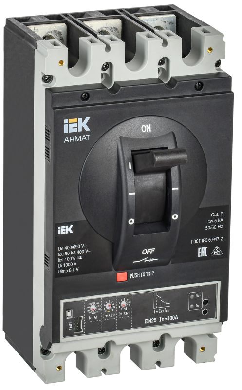 Автоматический выключатель в литом корпусе ARMAT 3P типоразмер H 50кА 400А расцепитель электронный стандартный