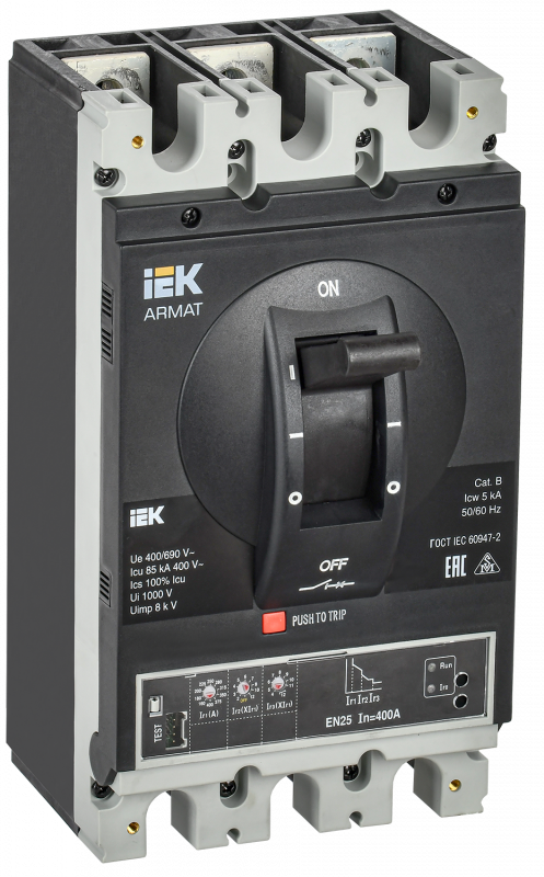 Выключатель автоматический в литом корпусе ARMAT 3P типоразмер H 85кА 400А расцепитель электронный стандартный