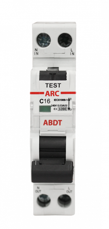 Выключатель дифференциальный автоматический АВДТ-ARC-1P+N-C16-30mA-ТипA 1P+N/16A/C/A/230VAC/30mA/6kA