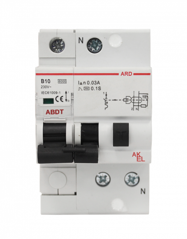 Выключатель дифференциальный автоматический АВДТ-ARD-1P+N-B10-30mA-ТипAC 1P+N/10A/B/AC/30mA/6kA