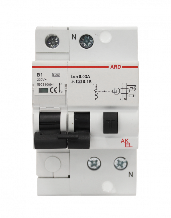Выключатель дифференциальный автоматический АВДТ-ARD-1P+N-B1-30mA-ТипAC 1P+N/1A/B/AC/30mA/6kA
