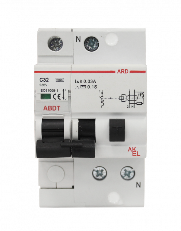 Выключатель дифференциальный автоматический АВДТ-ARD-1P+N-C32-30mA-ТипAC 1P+N/32A/C/AC/30mA/6kA