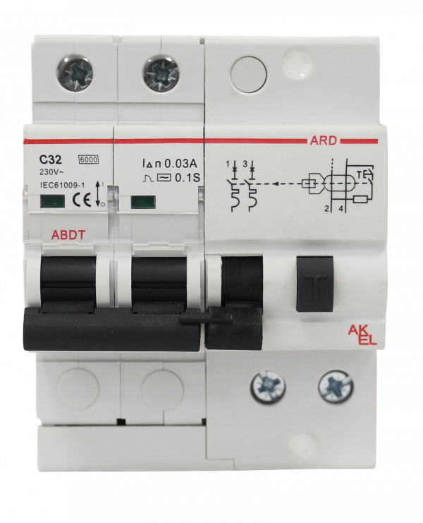 Выключатель дифференциальный автоматический АВДТ-ARD-2P-C32-30mA-ТипAC 2P/32A/C/AC/30mA/6kA