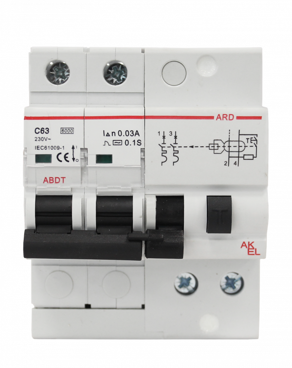 Выключатель дифференциальный автоматический АВДТ-ARD-2P-C63-30mA-ТипAC 2P/63A/C/AC/30mA/6kA