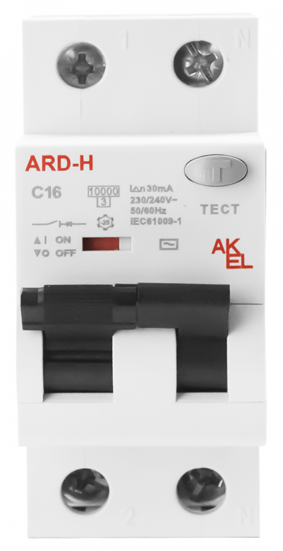 Выключатель дифференциальный автоматический АВДТ-ARD-H-1P+N-B2-30mA-ТипА 1P+N/2A/B/A/30mA/10kA