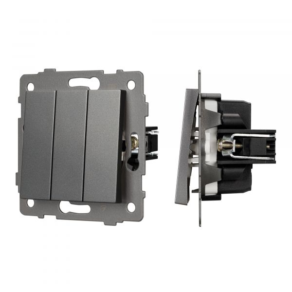 Механизм выключателя трехклавишный непроходной SWT-MK03-PL-GR-V 250V, 10A