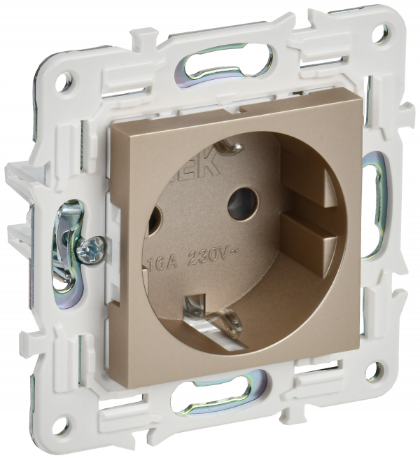 SKANDY Розетка с заземлением без защитных шторок 16А SK-R05Sh шампань IEK