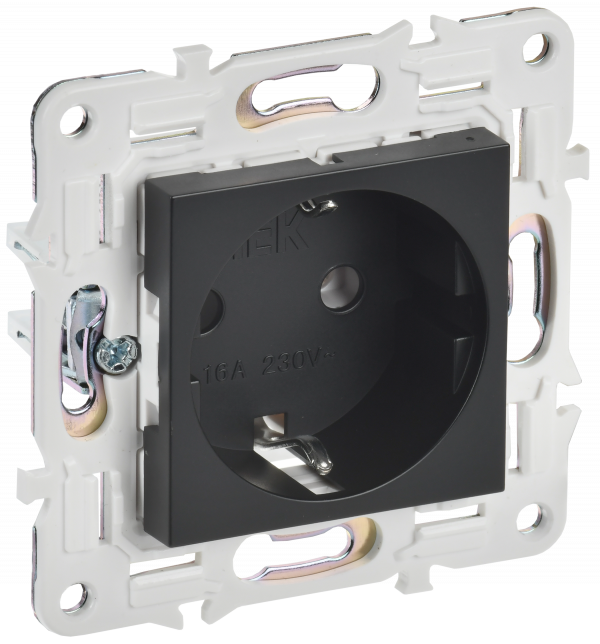 SKANDY Розетка с заземлением без защитных шторок 16А SK-R05Bl черный IEK
