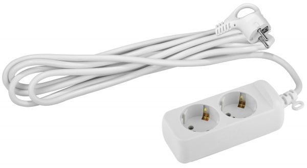 Удлинитель электрический с заземлением 2 розетки 5м ПВС 3x0,75мм2 10А UX-2e-5m