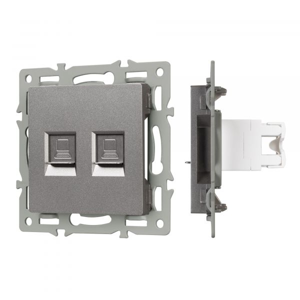 Механизм компьютерной розетки двойной SCT-MPC2-PL-GR RJ-45, CAT6