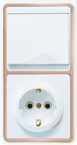 БЭЛЛА Блок БКВР-031 Выключатель одноклавишный + розетка с заземлением золото