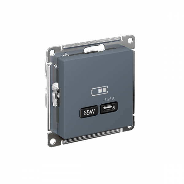 ATLASDESIGN USB РОЗЕТКА тип-C 65W высокоскор.заряд. QC, PD, механизм, ГРИФЕЛЬ