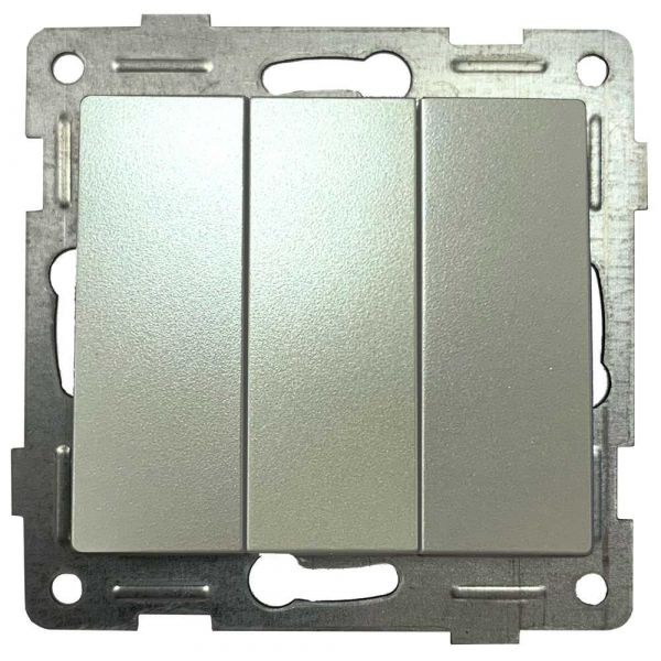 Выключатель Bravo 3кл, механизм, 10А, 250В, жемчуг