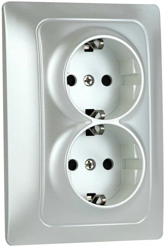 Розетка Bravo 2-ой с/з с з/ш, механизм, 16А, 250В, жемчуг