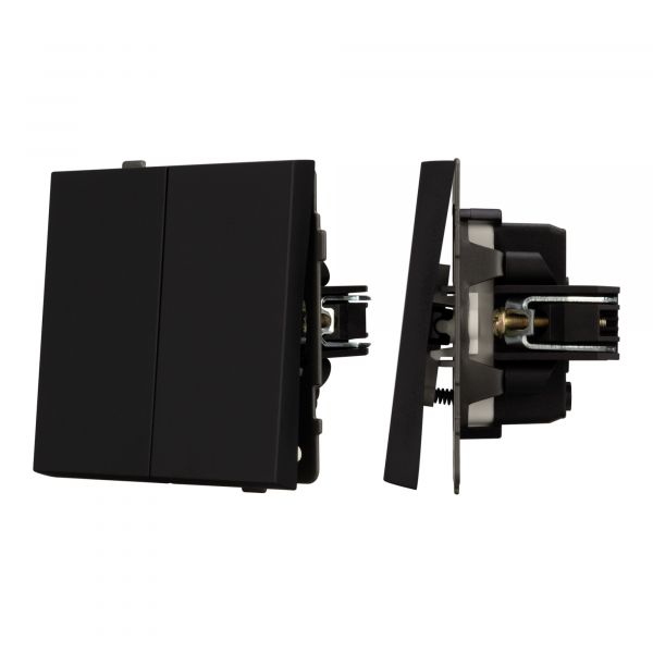 Механизм выключателя двухклавишный непроходной SWT-TENDO-MK02-SFPL-BK 230V, 10A, Чёрный, 1 пост