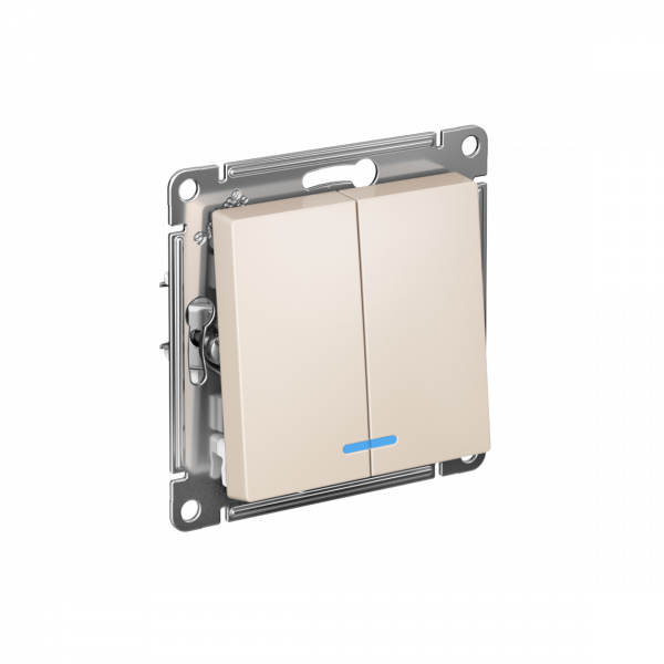 Выключатель двухклавишный ATLASDESIGN с подсветкой схема 5а 10АХ механизм бежевый