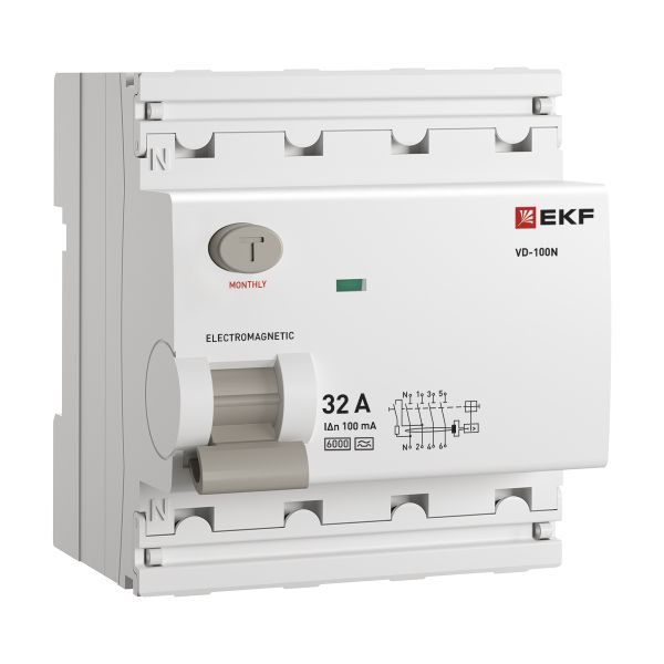 Выключатель дифференциального тока ВД-100N 4P 32А 100мА A эл-мех 6кА PROXIMA