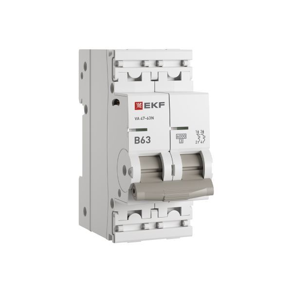 Выключатель автоматический двухполюсный 2P 63А (B) 6kA ВА 47-63N M636263B PROXIMA EKF