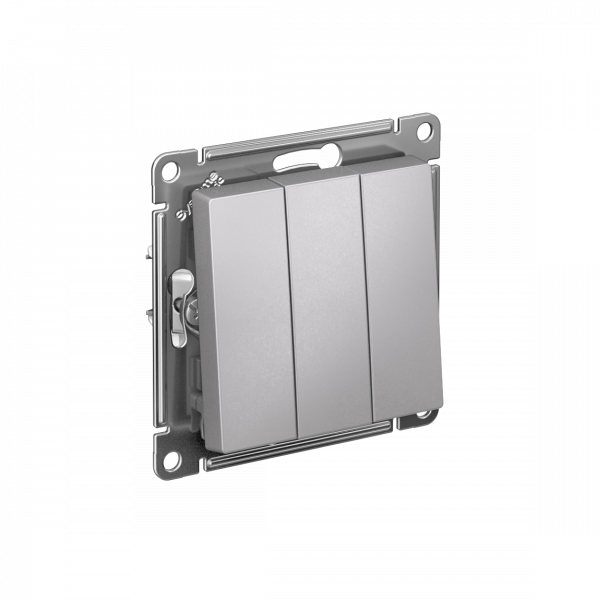 Выключатель трехклавишный ATLASDESIGN схема 1+1+1 10АХ механизм алюминий