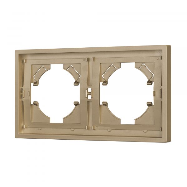 Рамка пластиковая FRM-TENDO-SFPL-2-GD, Золото светлое, 2 поста