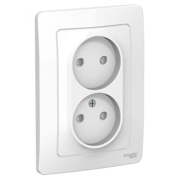 BLANCA скрытой установки розетка двойная без заземления со шторками, 16А, 250В, белый