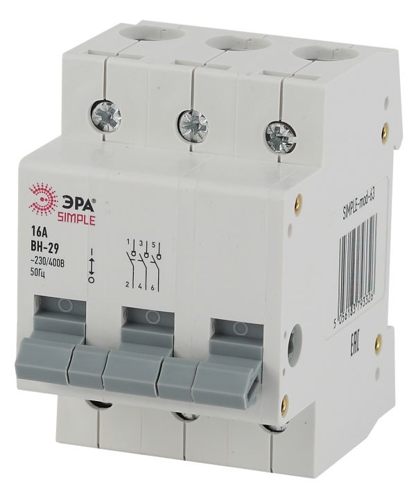 Выключатель нагрузки 3P 16А ВН-29 (4/60/1200) SIMPLE-mod-63 SIMPLE
