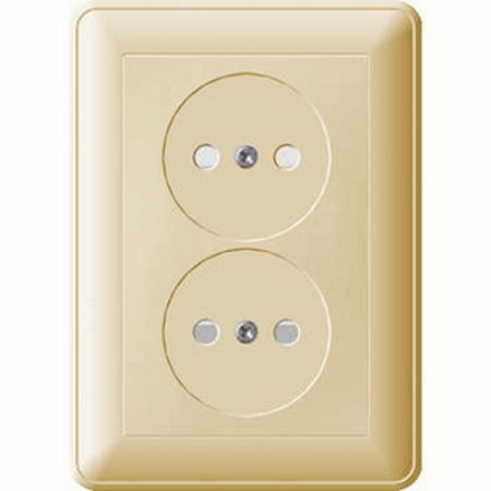 W59 Розетка двойная скрытая без заземления 16А бежевая