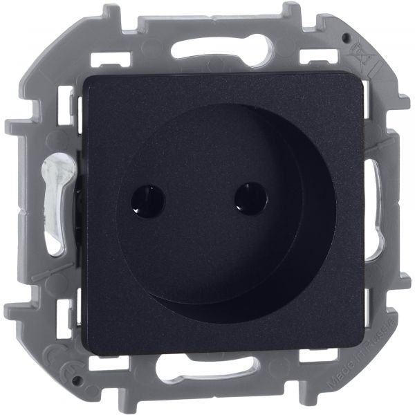 Розетка 1-местная без заземления без защитных шторок 16А антрацит INSPIRIA