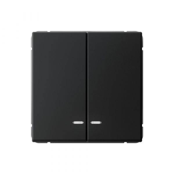 ARTGALLERY 2-клавишный выключатель с подсветкой, сх.5а, 10АХ, механизм, карбон