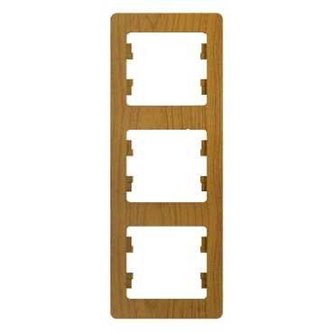 GLOSSA Рамка 3 поста вертикальная дуб