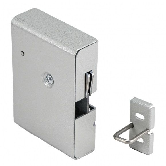 Замок электромеханический с толкателем и датчиком положения двери