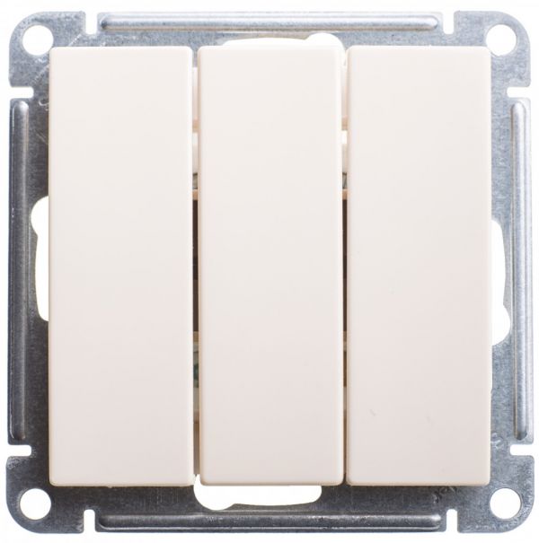 W59 Выключатель трехклавишный, 10АХ, механизм, слоновая кость