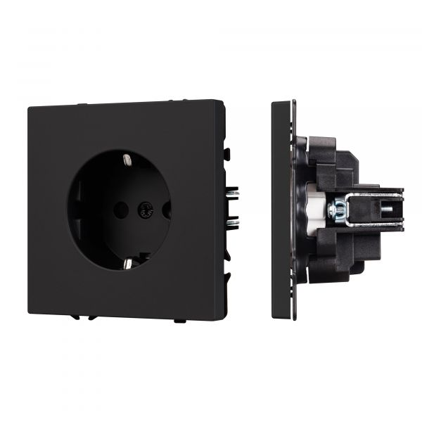 Механизм электрической розетки SCT-NOBE-MEU1-SFPL-BK 230V, 16A, Чёрный, 1 пост