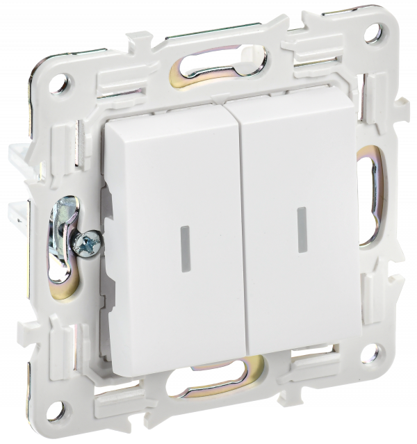 SKANDY Выключатель 2-клавишный проходной с индикацией 10А SK-V10W арктический белый IEK