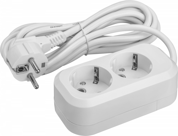 Удлинитель бытовой OPE-S-02-150-E-3x0.75 с заземлением 2 розетки 1,5м ПВС 3х0,75 2200Вт