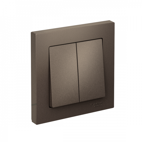 Выключатель двухклавишный ATLASDESIGN схема 5 10АХ в сборе мокко