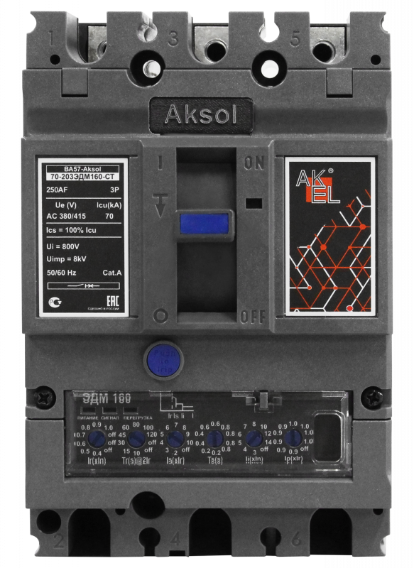 Выключатель автоматический в литом корпусе ВА57-AKSOL-70-203ЭДМ250-СТ 3P/250A/ЭДМ/70кА