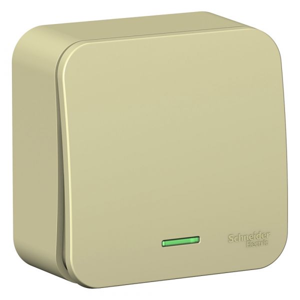 Выключатель BLANCA открытой установки одноклавишный (cх.1) с изолирующей пластиной и подсветкой, 10А, 250B, бежевый