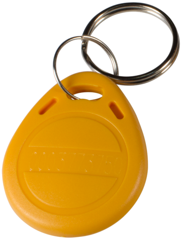 Брелок бесконтактный EM-Marine TS жёлтый с кольцом для крепления, идентификационный номер нанесен на поверхность брелока