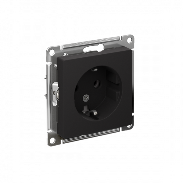 Розетка ATLASDESIGN с заземлением 16А механизм карбон