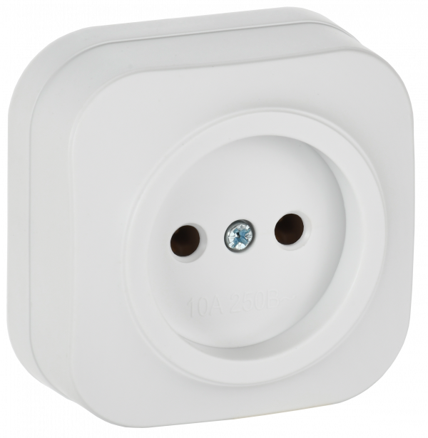 GLORY Розетка 1-местная для открытой установки без заземления без защитных шторок 10А РС20-2-ХБм белый матовый IEK