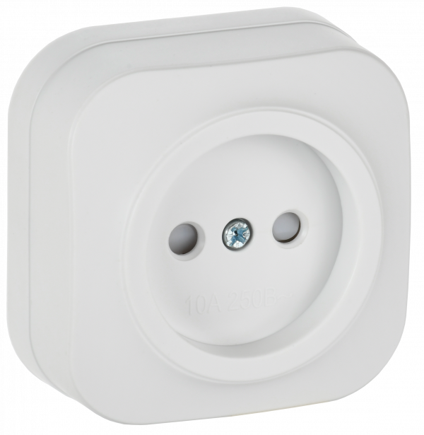 GLORY Розетка 1-местная для открытой установки без заземления с защитными шторками 10А РСш20-2-ХБм белый матовый IEK
