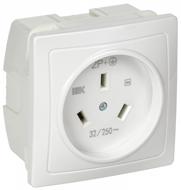 Розетка разборная для плиты с заземлением скрытой установки 32А белая Рпл11-К IEK