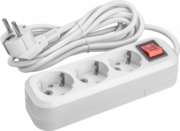 Удлинитель бытовой OPE-S-03-500-ESC-3x0.75 с заземлением с выключателем 3 розетки 5м ПВС 3х0,75 2200Вт