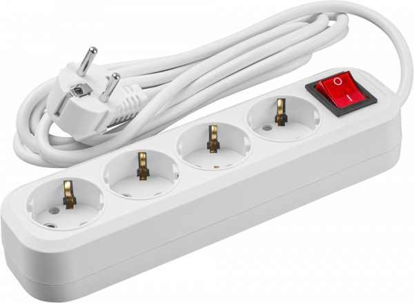 Удлинитель бытовой OPE-S-04-500-ESC-3x1 с заземлением с выключателем 4 розетки 5м ПВС 3х1 3500Вт