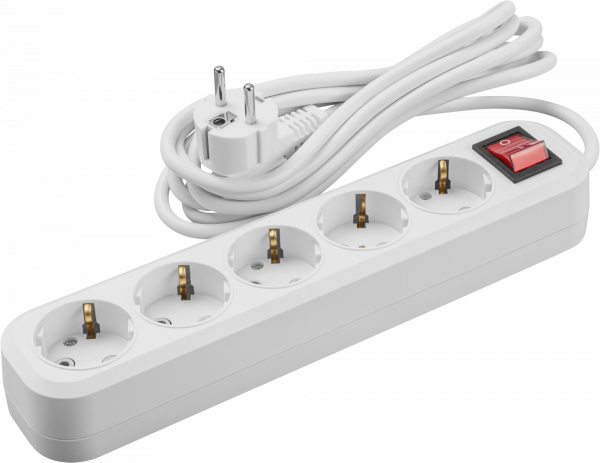 Удлинитель бытовой OPE-S-05-300-ESC-3x0.75 с заземлением с выключателем 5 розеток  3м ПВС 3х0,75 2200Вт