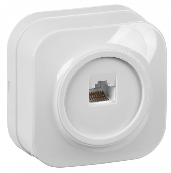 GLORY Розетка одноместная наружная компьютерная белая