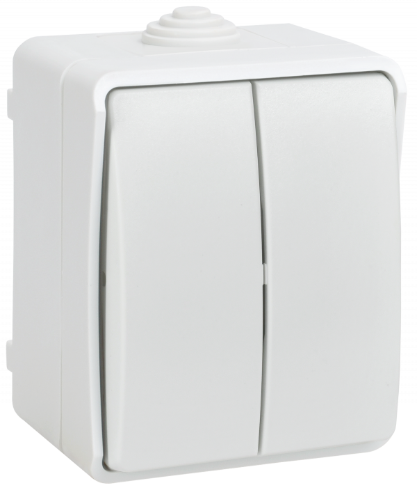 FORS Выключатель 2-клавишный для открытой установки 10А IP54 ВС20-2-0-ФБ белый ФОРС