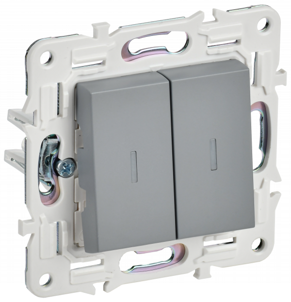 SKANDY Выключатель 2-клавишный проходной с индикацией 10А SK-V10Gr серый IEK