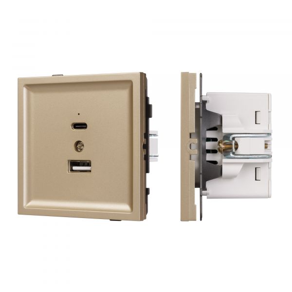 Механизм USB розетки SCT-TENDO-MUAC-SFPL-GD 5V, 3A, QC3, Золото светлое, 1 пост